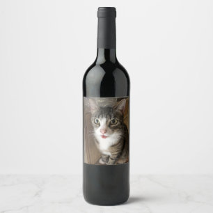 Katze Weinetikett