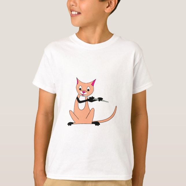 Katze, welche die Flöte spielt T-Shirt (Vorderseite)