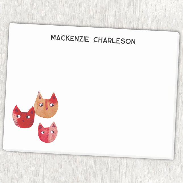 Katze whimsical Lustiger personalisierter Name Post-it Klebezettel (Von Creator hochgeladen)