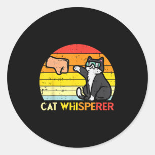 Katze Whisperer Man Paw Faustbummel Sonnenuntergan Runder Aufkleber