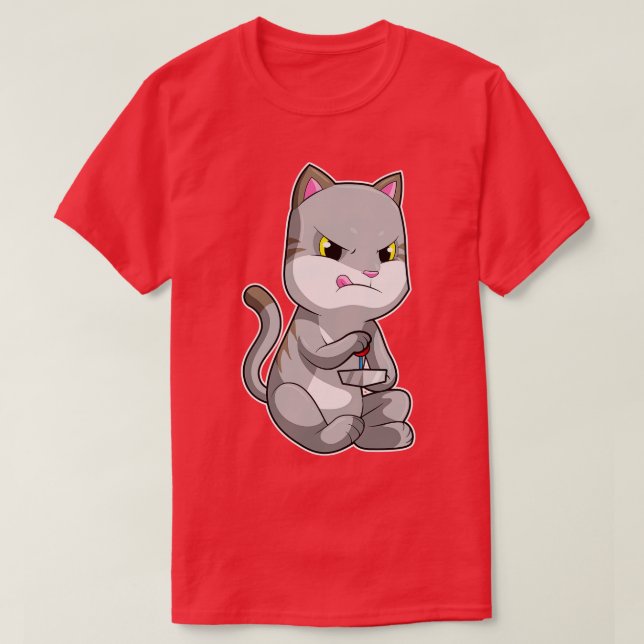 Katze wie Joystick T-Shirt (Design vorne)