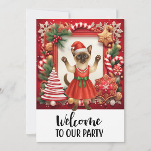Katze Willkommen im Weihnachtsfest im Party Einladung