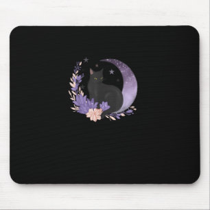 Katze Witchy Mond Blumen Pastel Goth Goblincore Mousepad