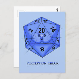 Katze. Würfel 20. Karo der Wahrnehmung Postkarte