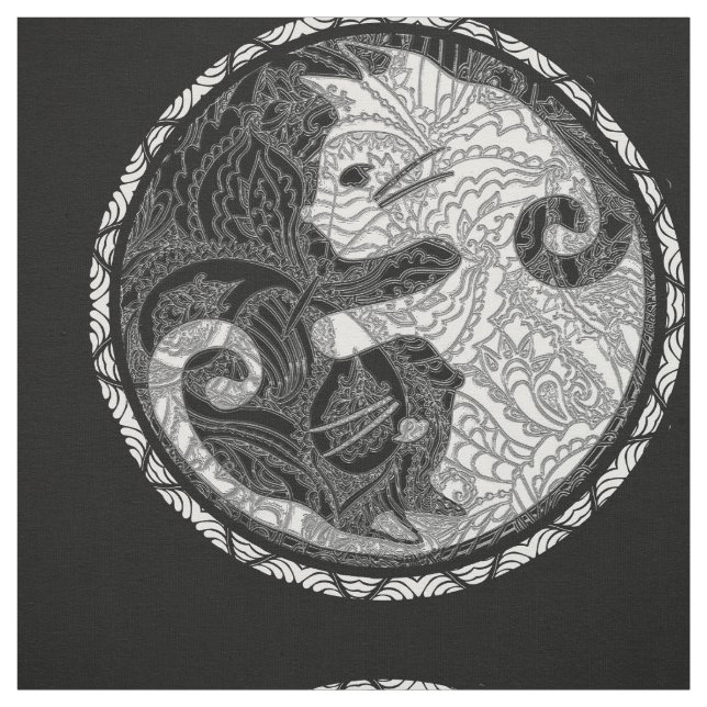 Katze Yin Yang Paisley Druck Stoff (Muster)
