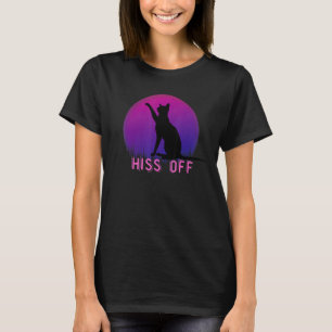Katze zischt ab Miauen Retro-Sonnenuntergangs-Stil T-Shirt