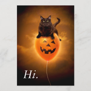 Katze zu Halloween-Ballon Einladung