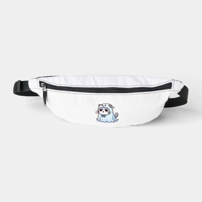 Katze zu Halloween in Ghost-Kostüm Bauchtasche (Vorderseite)