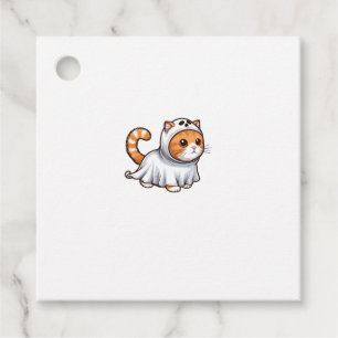 Katze zu Halloween in Ghost-Kostüm Geschenkanhänger