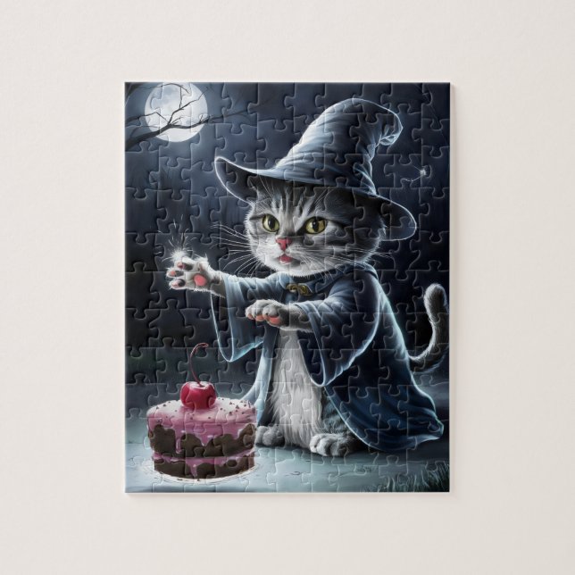 Katze zu Halloween. Puzzle (Vertikal)