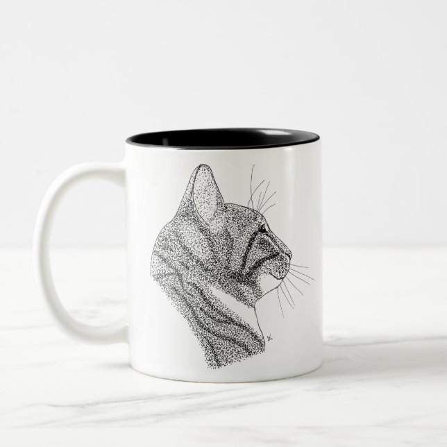 Katze Zweifarbige Tasse (Links)