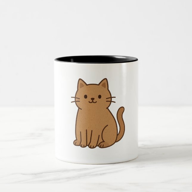 Katze Zweifarbige Tasse (Mittel)