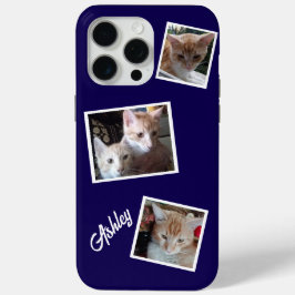 Katzen 3 Fotos sammeln Haustiere Name Navy Blue Case-Mate iPhone Hülle