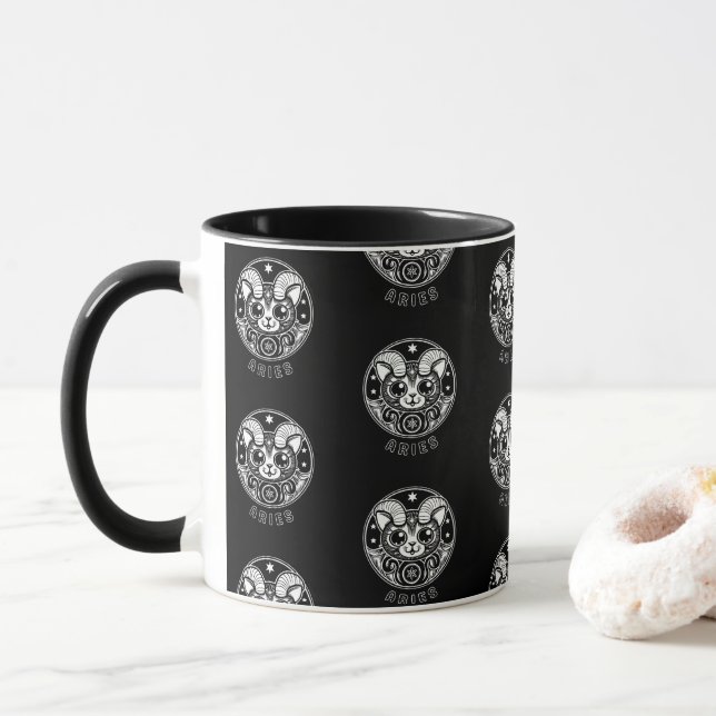 Katzen-a-Tonic Zodiac Cat Tasse Aries (Stil 1) (Mit Donut)