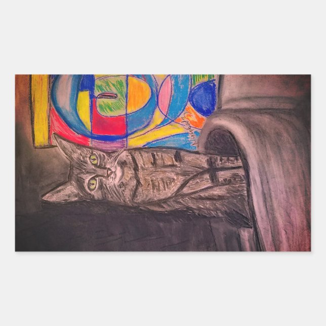 Katzen-Abstracts Rechteckiger Aufkleber (Vorderseite)