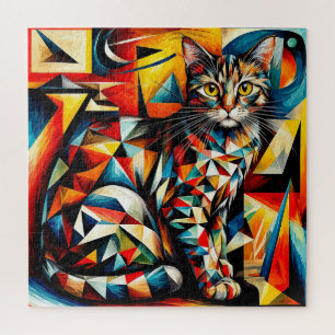 Katzen-Abstrakt-Kubistische-Malerei Puzzle