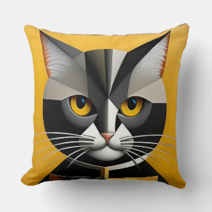 Katzen-Abstraktes-Geometrisches-Kunstwerk Kissen