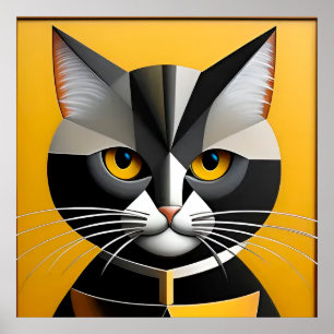 Katzen-Abstraktes-Geometrisches-Kunstwerk Poster