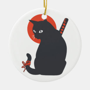 Katzen als Krieger Samurai - Wählen Sie die Hinter Keramik Ornament