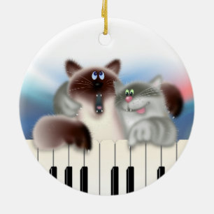Katzen am Klavier Keramikornament
