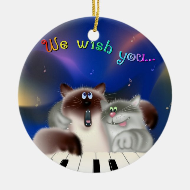 Katzen am Klavier Keramikornament (Vorne)