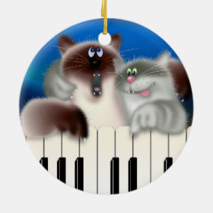 Katzen am Klavier Keramikornament