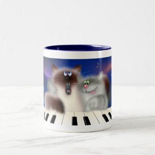 Katzen am Klavier Zweifarbige Tasse