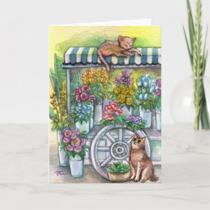 Katzen am Stand der Blume Karte