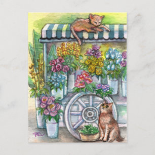 Katzen am Stand der Blume Postkarte