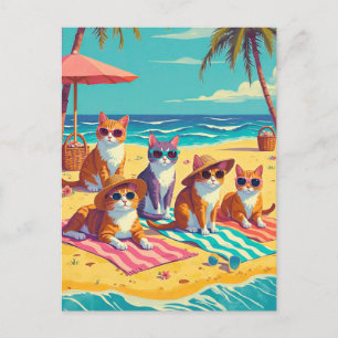 Katzen am Strand Postkarte