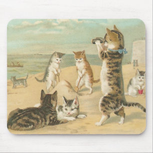 "Katzen am Strand" Vintage-Mauspad Mousepad