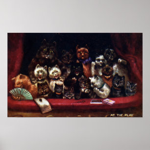 Katzen am Theater für ein Spiel Louis Wain Poster