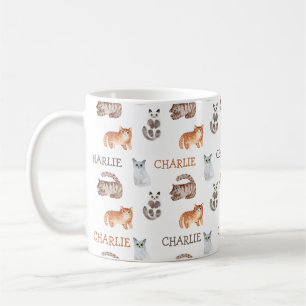 Katzen Aquarellkätzchen mit Namensneutraldesign Kaffeetasse
