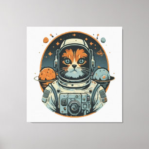 Katzen-Astronaut auf Asteroiden Leinwanddruck
