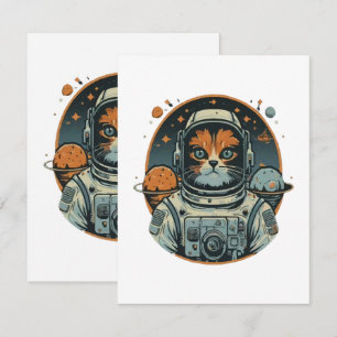 Katzen-Astronaut auf Asteroiden Mitteilungskarte