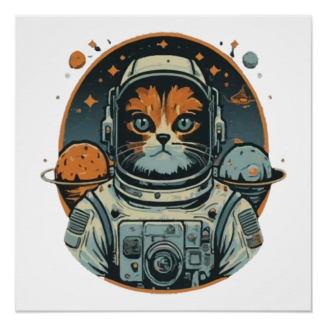 Katzen-Astronaut auf Asteroiden Poster (Vorderseite)