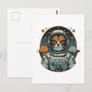 Katzen-Astronaut auf Asteroiden Postkarte