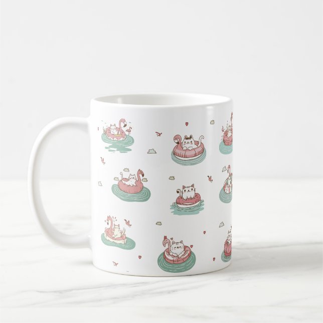 Katzen auf aufblasbare Ringe Tasse (Links)