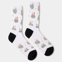 Katzen auf aufblasbaren Ringe Crew Socken