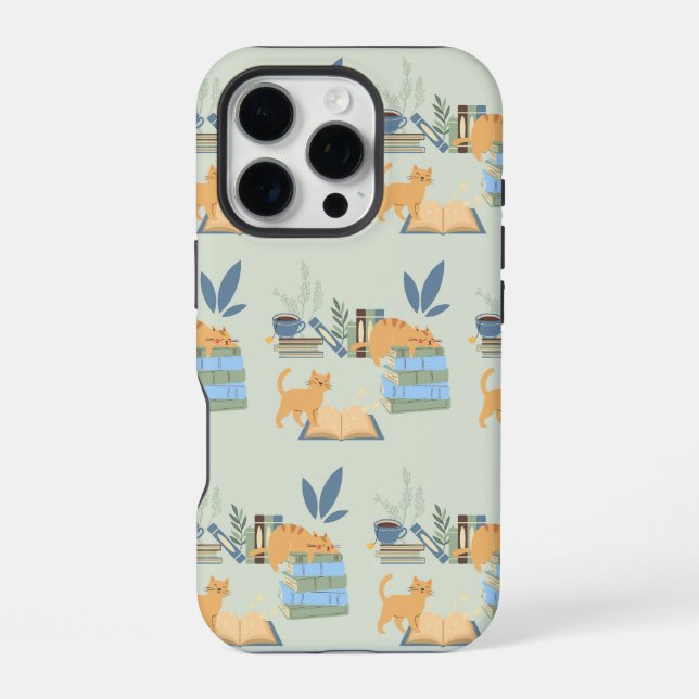  Katzen auf Büchern iPhone Hülle (Rückseite)