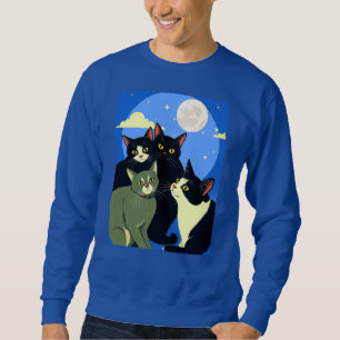 Katzen auf dem Kessel unter Vollmond Sweatshirt