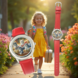 Katzen auf dem Sofa - niedliche Szene im Vintagen Armbanduhr
