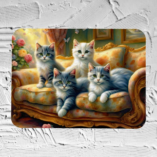 Katzen auf dem Sofa - niedliche Szene im Vintagen  Magnet