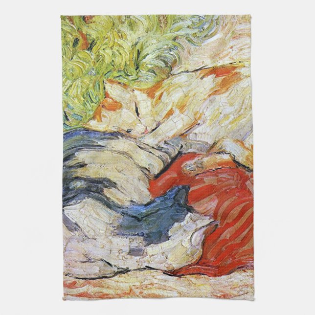Katzen auf einem roten Tuch, Franz Marc Geschirrtuch (Vertikal)