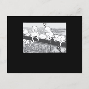 Katzen auf einem Wolkenkratzer Mittagessen Parodie Postkarte
