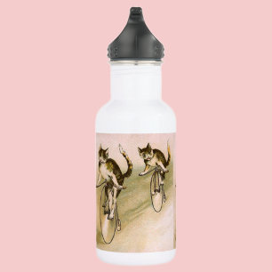 Katzen auf Fahrrädern Trinkflasche