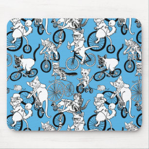 Katzen auf Fahrradmuster Mousepad