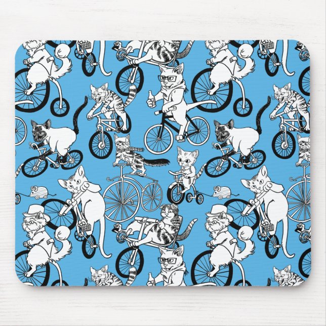 Katzen auf Fahrradmuster Mousepad (Vorne)