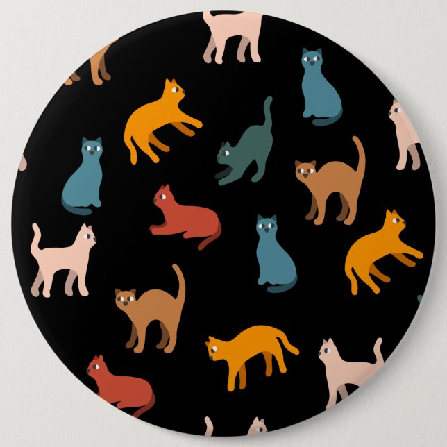 Katzen auf schwarz button (Vorderseite)