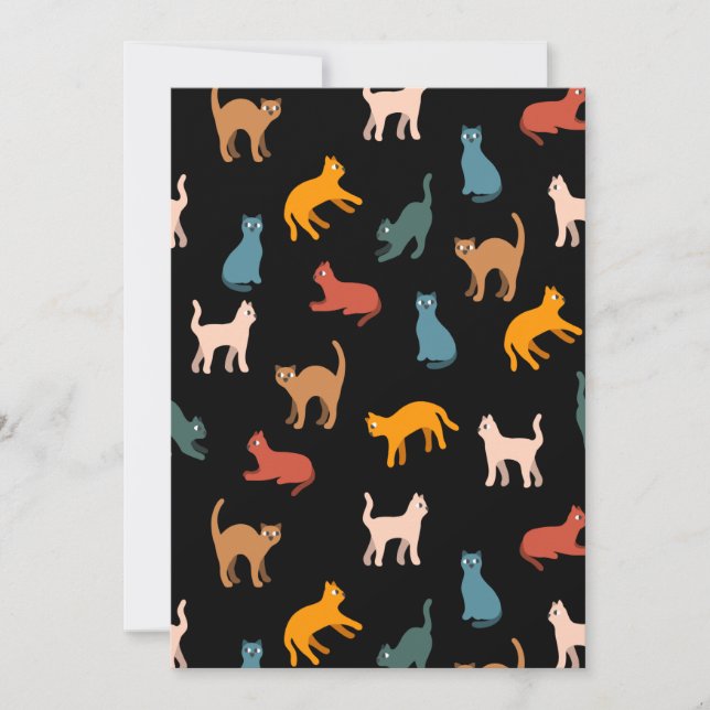 Katzen auf schwarz einladung (Vorderseite)